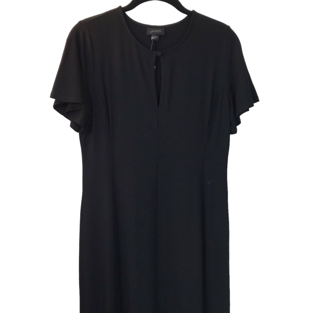 J Jill Wearever Collection Dress Size XS Black Multi Seam‎ Keyhole Detail Midi